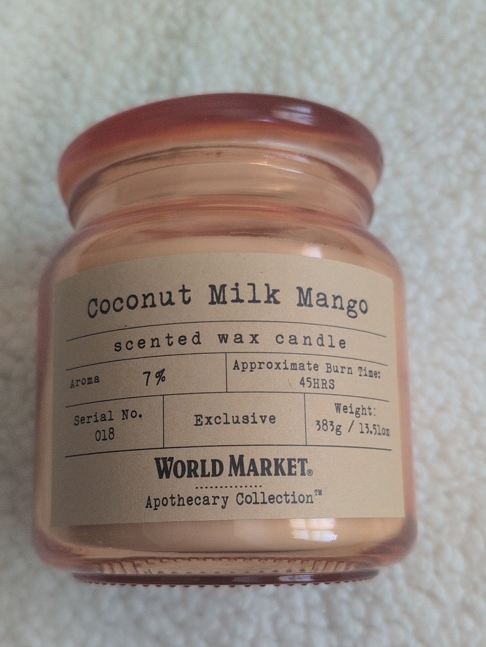 Cost Plus World Market Peach Glass Coconut Milk Mango Candle 13.51oz
